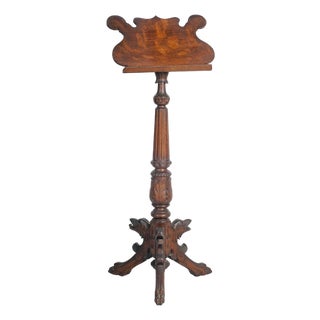 19th-Century Continental Carved Oak Adjustable Music Stand With Griffin Base For Sale
