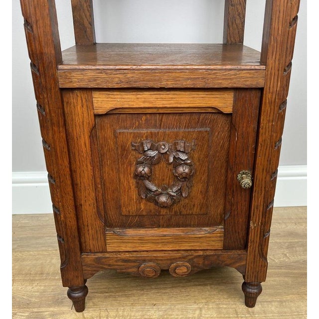 Antique French Oak Bedside Table with Marble Top For Sale - Image 4 of 9