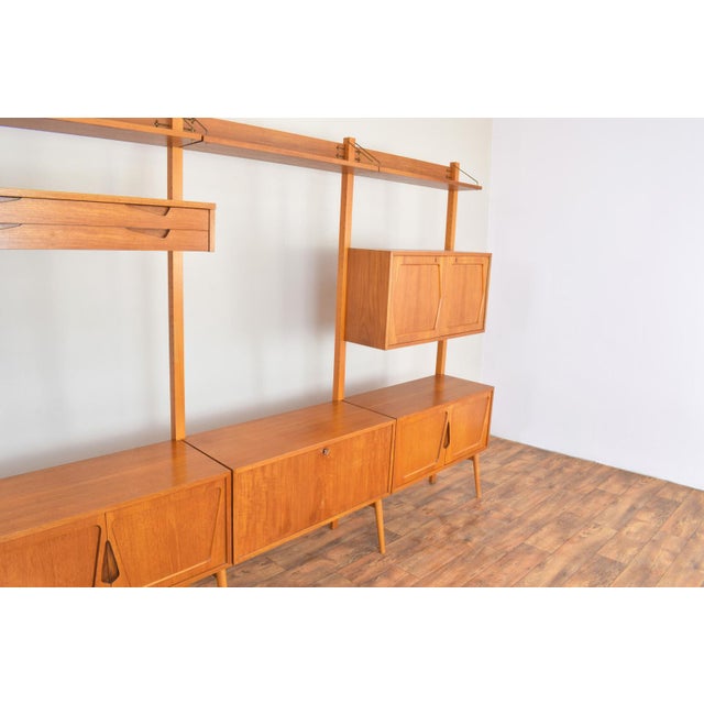 Wood Mid-Century Modern Teak Wall Unit by Kjell Riise for Rival Brodrene Jatogs, 1960s, Set of 3 For Sale - Image 7 of 11