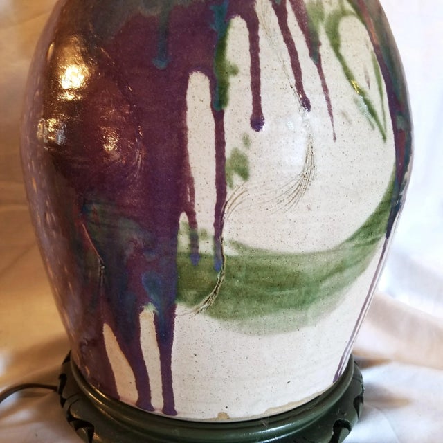 1990s 1990s Multicolored Studio Ceramic Vase Lamp For Sale - Image 5 of 7