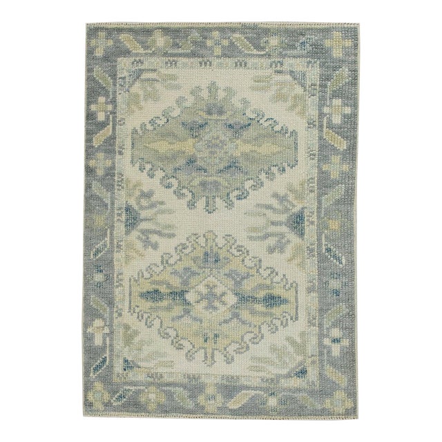 Oriental Hand Knotted Rug Turkish Oushak 2'1" x 2'11" For Sale