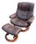 Vintage Ekornes Stressless Brown Leather Recliner and Ottoman Norway For Sale