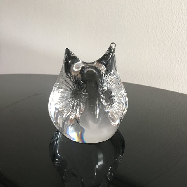 1980s Daum of France Owl Crystal Glass Paper Weight For Sale - Image 5 of 9