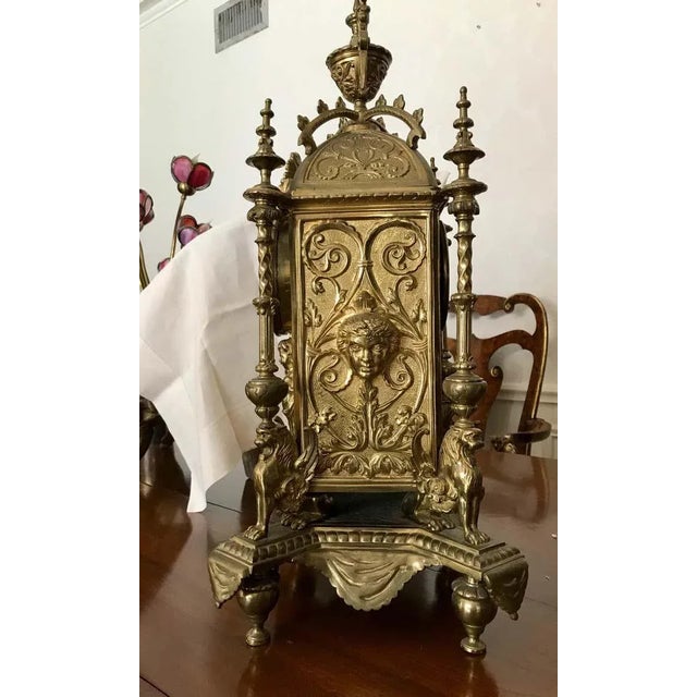 Large 19th Century Brass Clock For Sale - Image 4 of 12