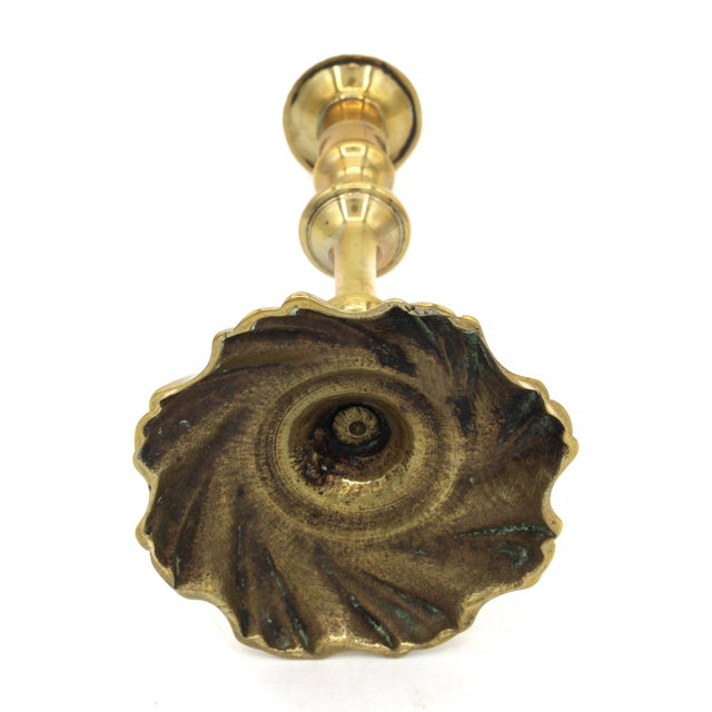 Metal Circa 1750 George II Period Pair of Brass Candlesticks For Sale - Image 7 of 7