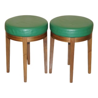 Rolex Boutique Watchmaker's Stools in Green Leather, Set of 2 For Sale
