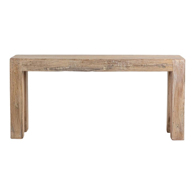 Washed Salvaged Beam Console Table For Sale