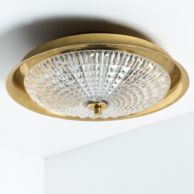Vintage Gold Brass and Clear Glass Flush Mount by Carl Fagerlund, 1960s For Sale - Image 10 of 16