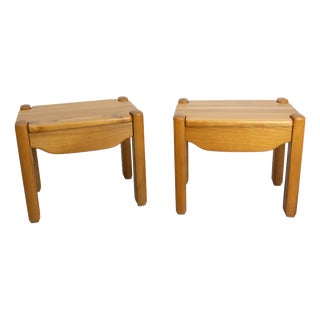 French Nightstands in Elm, 1970s, Set of 2 For Sale
