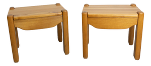 French Nightstands in Elm, 1970s, Set of 2
