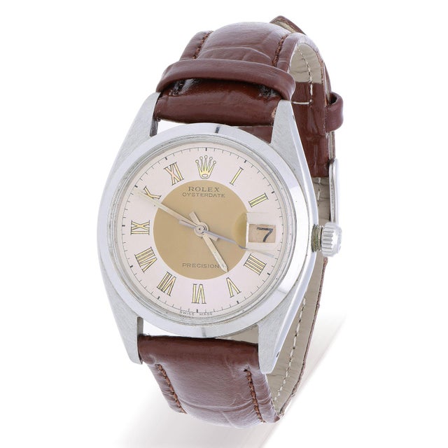1950s 1950s Rolex Oysterdate Precision 6694 Two-Tone Tuxedo Dial Circa 1959 Vintage Watch For Sale - Image 5 of 18