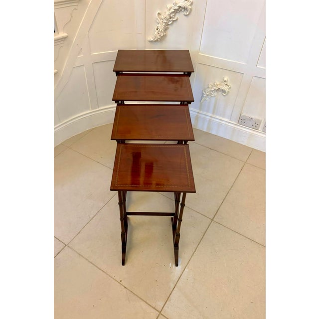 Antique Edwardian Mahogany Quartetto Nesting Tables with Satinwood Inlay, 1900, Set of 4 For Sale - Image 13 of 14