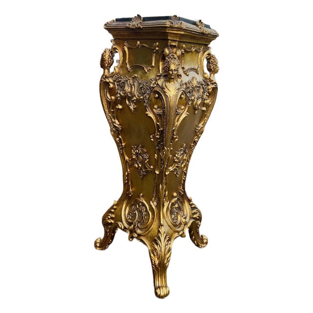 1990s Italian Baroque Gold Resin Pedestal - 1 Pc For Sale