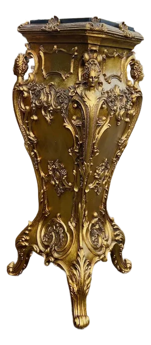 1990s Italian Baroque Gold Resin Pedestal - 1 Pc