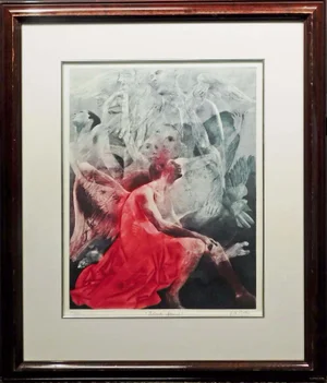 G H Rothe Black Angel 1987 Hand Signed Mezzotint Art Ballet Dancers Framed