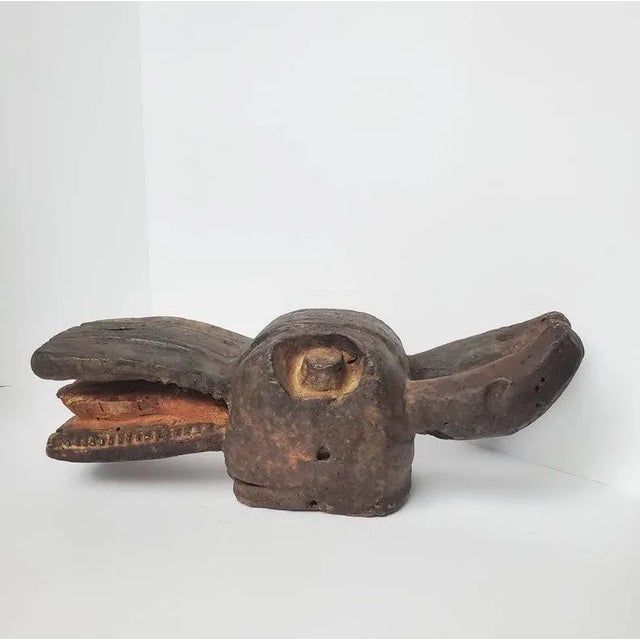 Antique African Senufo Mythical Creature Kponyungo Funeral Head Mask For Sale In Dallas - Image 6 of 11