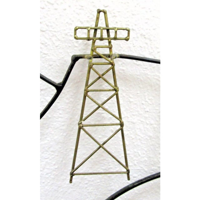 1950s Mid-Century Modern Oil Rig Landscape Wall Wire Sculpture For Sale In Miami - Image 6 of 9