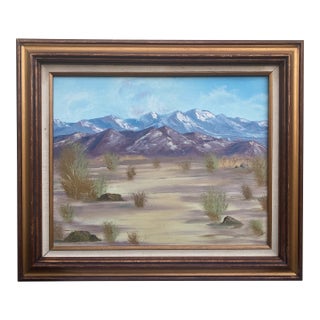 Mid-Century Modern Impasto Desert Landscape Oil Painting Framed - California Western Art For Sale