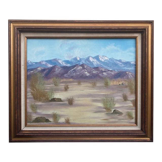 Mid-Century Modern Impasto Desert Landscape Oil Painting Framed - California Western Art For Sale