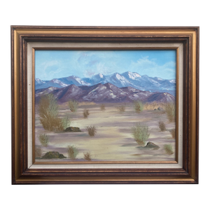 Mid-Century Modern Impasto Desert Landscape Oil Painting Framed - California Western Art