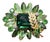 Vintage DeLizza & Elster Green Rhinestone Gold Leaf Finding Brooch • Book Piece For Sale