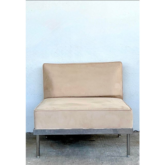 Vintage Minimalist Chrome Base Lounge Chair For Sale - Image 11 of 12