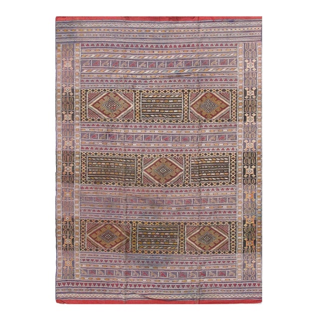 1980s Vintage Pasargad Moroccon Sumak Weave Rug - 6'8"x 9'5" For Sale - Image 4 of 4