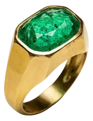 18k Gold Ring With Large Faceted Emerald