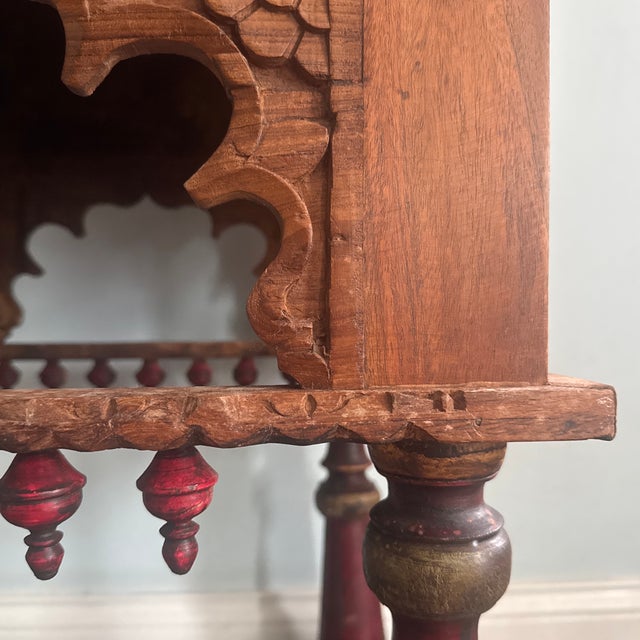 Early 20th Century Primitive Moorish Hand Carved Wooden Latticework Side Table For Sale In Pittsburgh - Image 6 of 12