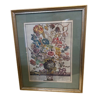 Vintage Reproduction Print March Floral Calendar For Sale