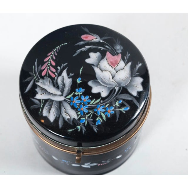 Black Late 19th Century French Opaline Enameled Glass Vanity Box For Sale - Image 8 of 9