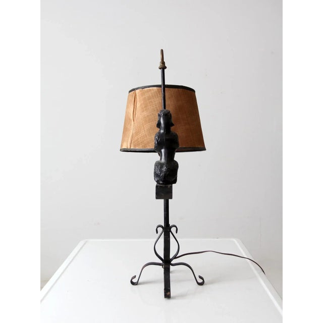 Black Vintage Wrought Iron Poodle Lamp For Sale - Image 8 of 13