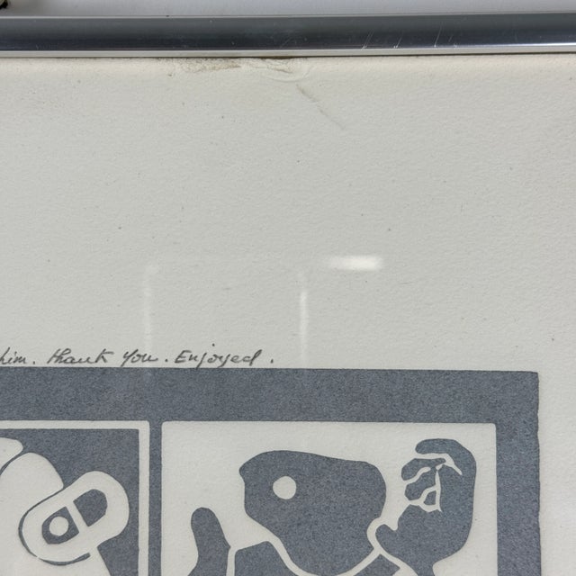 1970s Jean Sariano Signed, Numbered & Dedicated Artist Proof Relief Print Artwork Depicting 12 Whimsical Characters For Sale - Image 5 of 9