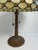 Antique American Tiffany Style Leaded Stained Glass Table Lamp With Amber Jewels For Sale - Image 11 of 11