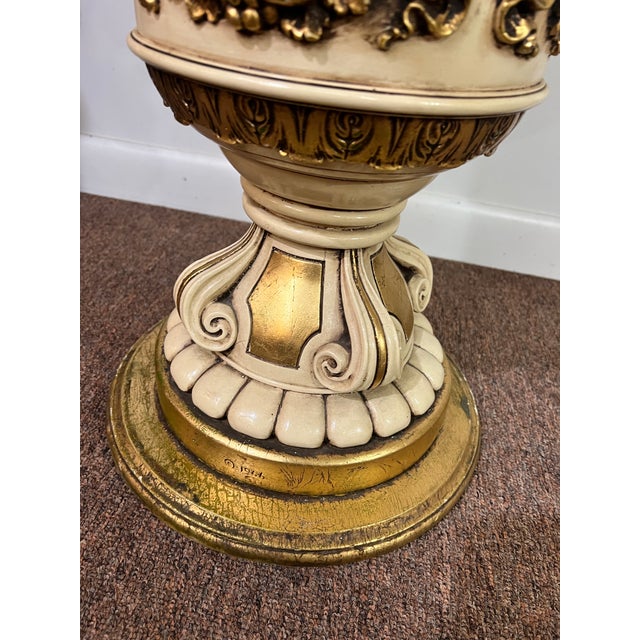 Set of 2 1966 Fuggiti Studios Cherub Hollywood Regency Marble Stands For Sale - Image 4 of 12