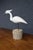 Hand-Carved White Heron Sculpture on Natural Wood Base by Roe For Sale - Image 4 of 9