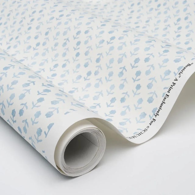 SAMPLE - Schumacher Beatriz Wallpaper In Sky | Chairish