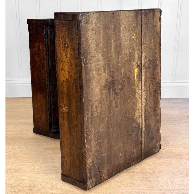Antique Primitive Wood Iron Strapped Machinist Tool Chest Caddy For Sale - Image 14 of 14