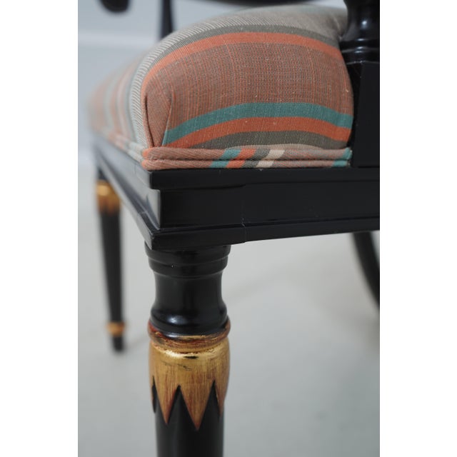 Set of 8 Fabrizi Black Upholstered Regency Dining Room Chairs For Sale - Image 13 of 18