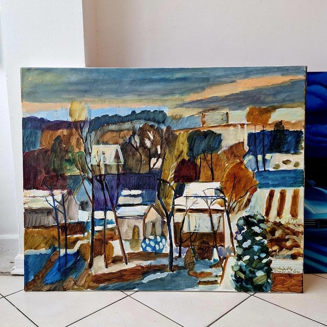 Contemporary Marek Niedojadlo-Cichonski, Suburb in Snow, 2026, Oil on Canvas For Sale - Image 3 of 4