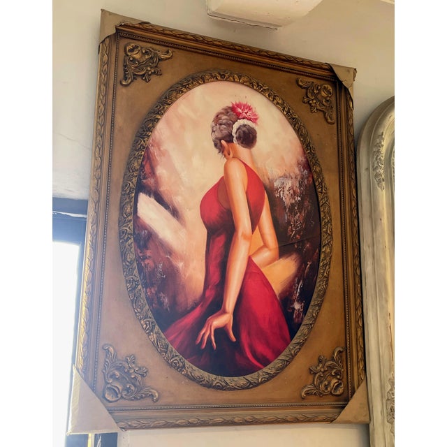 Make a sophisticated statement with this striking decorative wall artwork, featuring a graceful woman wearing a flowing...