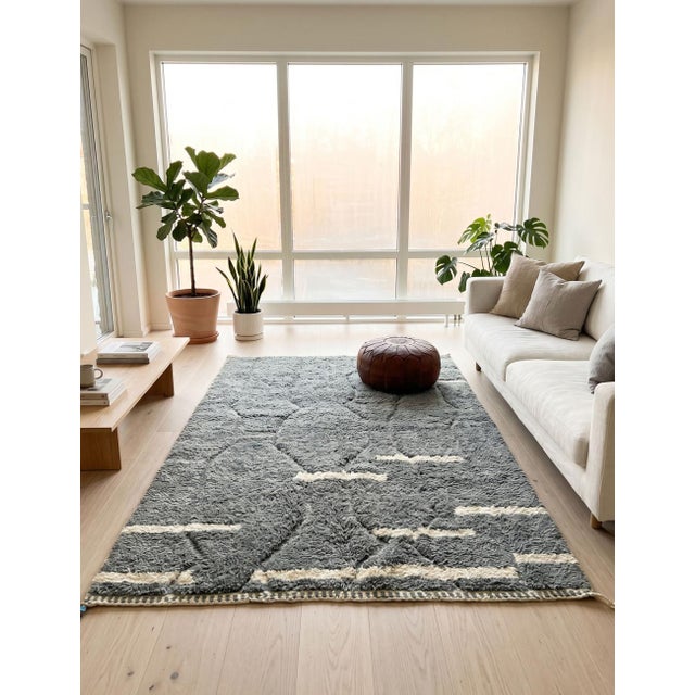 Textile Gray Moroccan Rug Handmade Rug - 8.9 X 5.9 Ft For Sale - Image 7 of 8