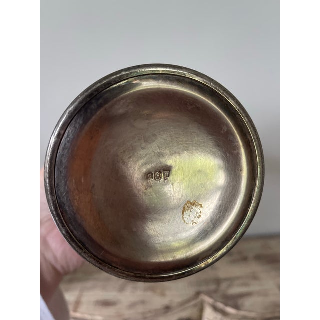 Early 20th Century Antique Edwardian Cut Glass Claret Pitcher Wine Jug With Silver Plated Mounts For Sale - Image 5 of 5