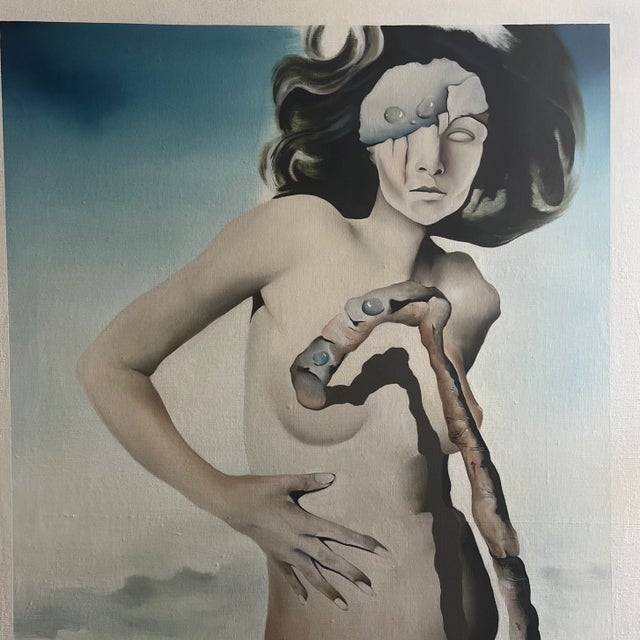 Abstract surrealism oil on canvas by Thomas Glover named Desert Nude 20th Century