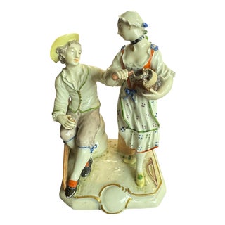 Porcelain Figure Group Dancing Peasant Couple from Ludwigsburg, 18th Century For Sale