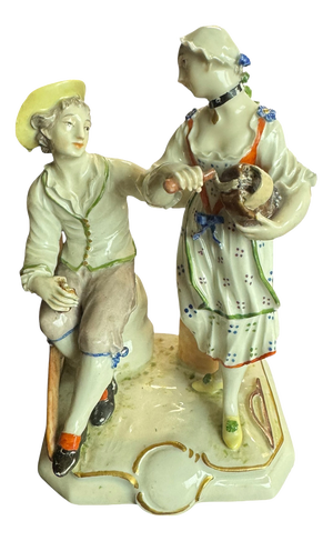 Porcelain Figure Group Dancing Peasant Couple from Ludwigsburg, 18th Century