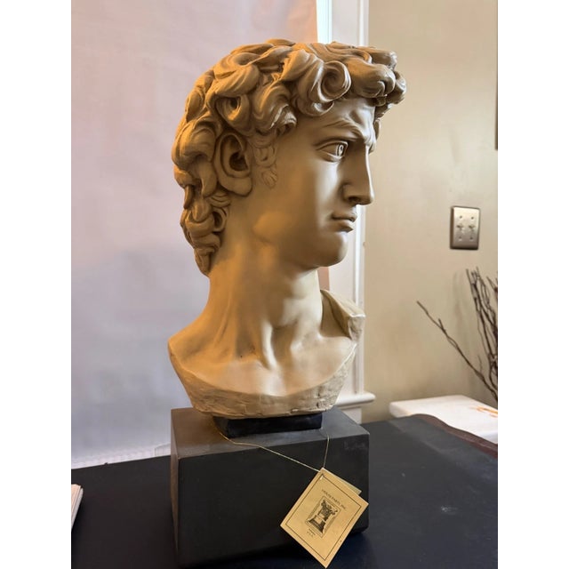 Late 20th Century Large Michelangelo David Bust Sculpture by House Parts Inc. Atlanta With Original Tag For Sale - Image 9 of 10