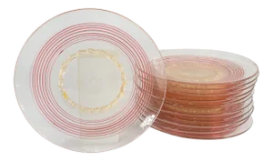 Mid 20th Century Italian Murano Venetian Glass Dinner or Salad Plates - Set of 12