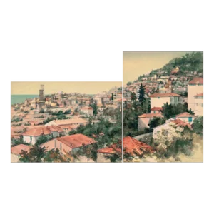'North California Coastal City' by Isabelle Schrock Barnett, Berkeley, San Francisco Women Artists, Diptych