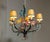 Polychrome Chandelier with Metal Painted Flowers, Italy, 1950s For Sale - Image 3 of 8